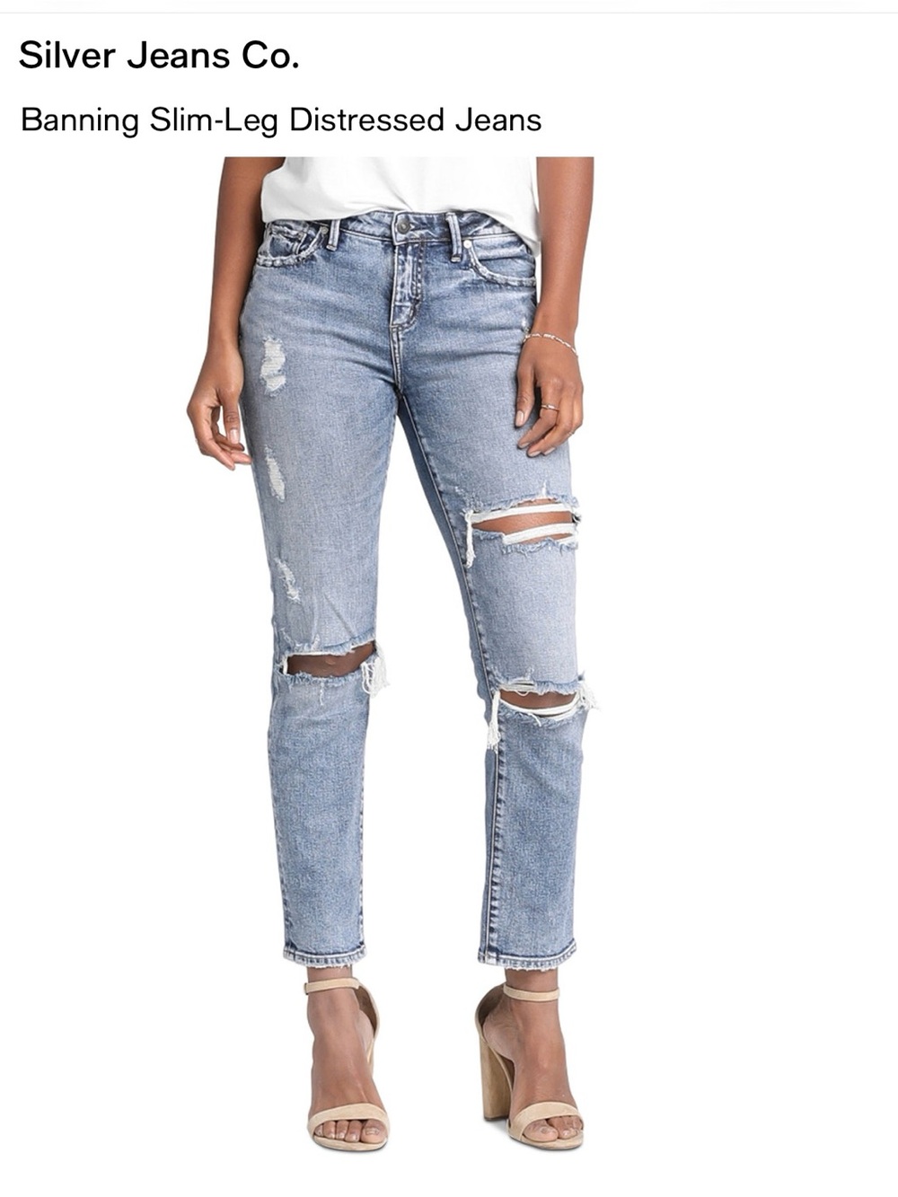 Silver Jeans Banning Slim-Leg Distressed Jeans